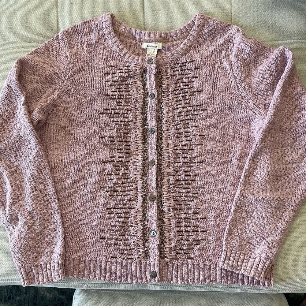 SUNDANCE CATALOG Day to Night Dusty Pink
Beaded Artsy Cardigan Size Large